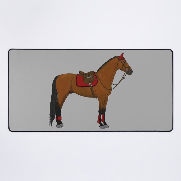 Item preview, Bay Hunter Jumper Horse with Red Accessories designed and sold by DappledMoon.