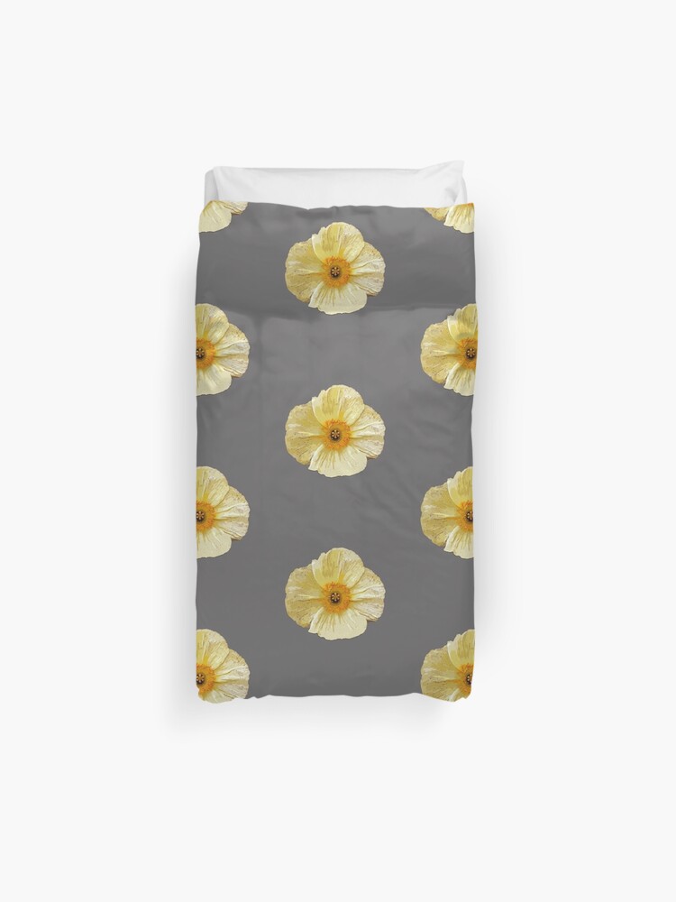Light Yellow Icelandic Poppy Modern Print Design Duvet Cover By