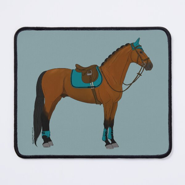 Item preview, Bay Hunter Jumper Horse with Teal Accessories designed and sold by DappledMoon.