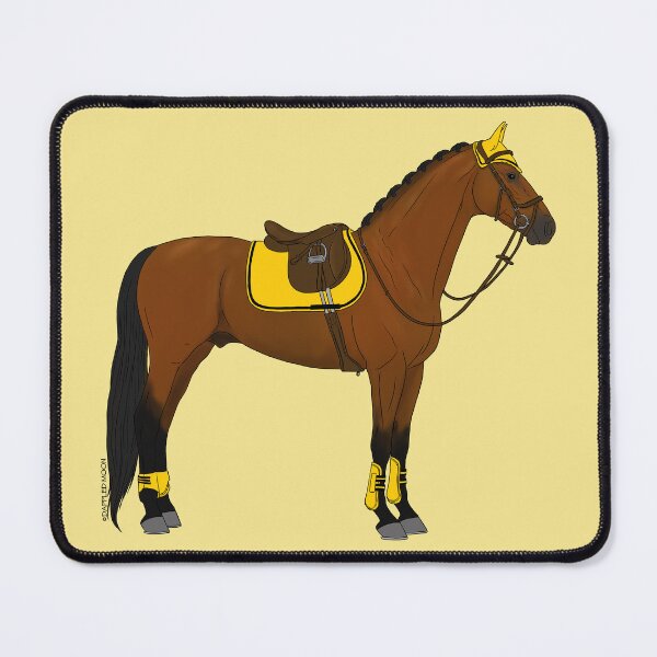 Item preview, Bay Hunter Jumper Horse with Yellow Accessories designed and sold by DappledMoon.