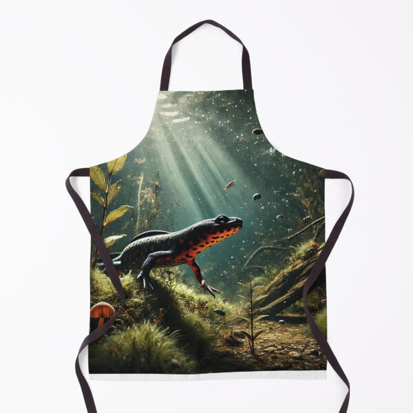 Item preview, Fire-Bellied Newt Underwater Hunt | Aquatic Wildlife Art designed and sold by NocturnalNook.