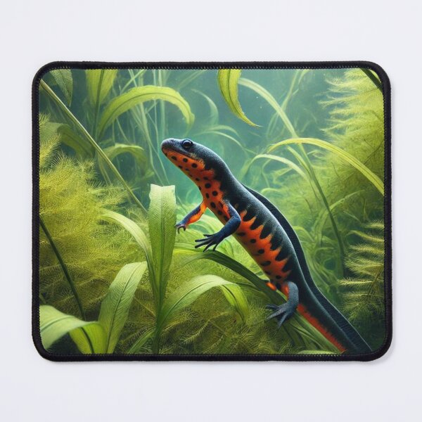 Item preview, Fire-Bellied Newt in Aquatic Plants | Underwater Exploration Art designed and sold by NocturnalNook.