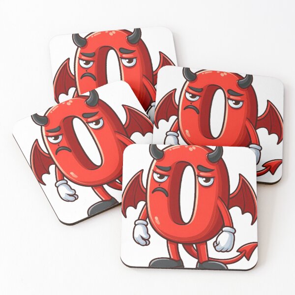 Item preview, Red devil number zero cartoon character with sad face designed and sold by MochimCafe.