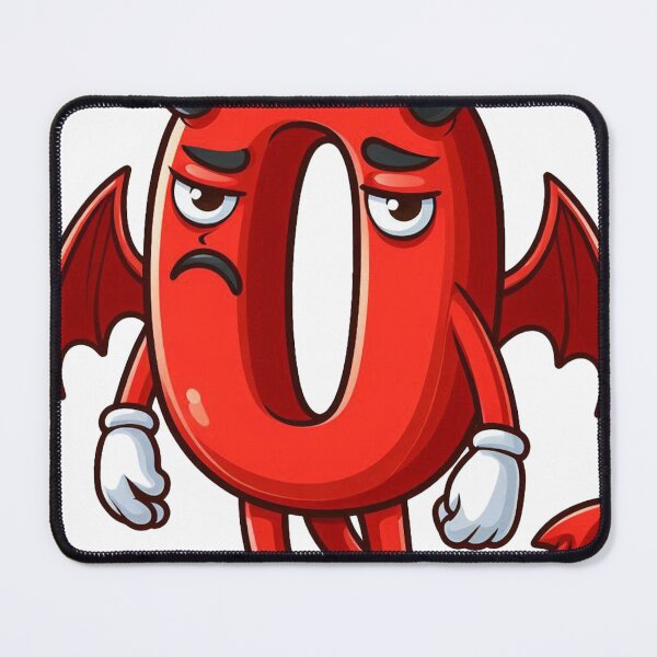 Item preview, Red devil number zero cartoon character with sad face designed and sold by MochimCafe.