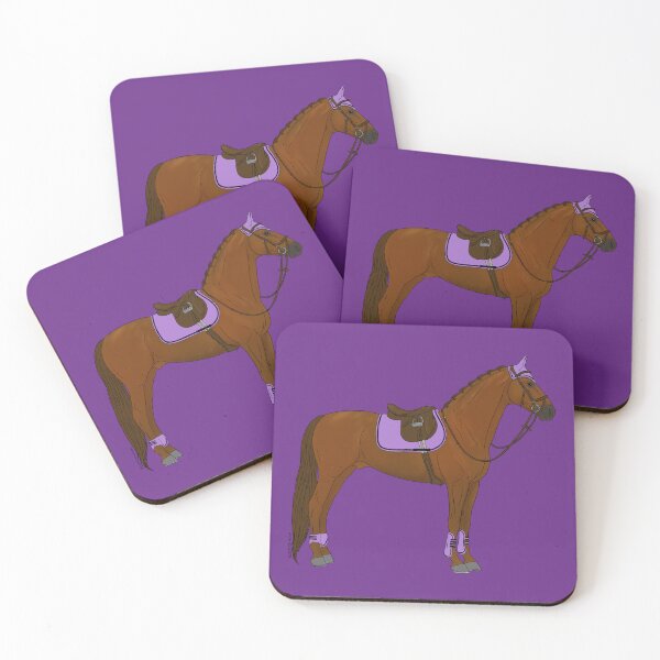 Item preview, Chestnut Hunter Jumper Horse with Lavender Accessories designed and sold by DappledMoon.