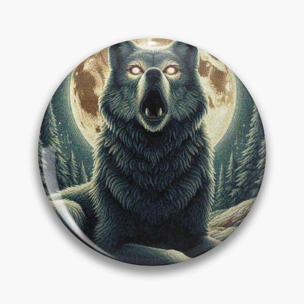 Item preview, Mystical Great Wolf under the Full Moon in Dark Night Forest designed and sold by Illuministique.