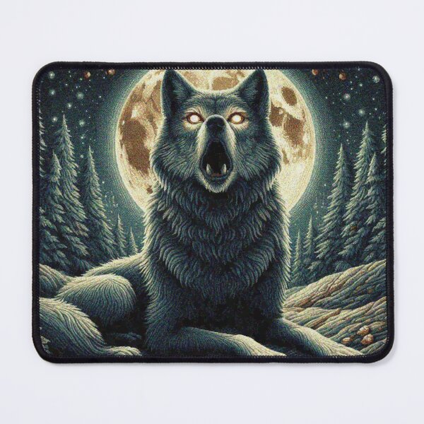 Item preview, Mystical Great Wolf under the Full Moon in Dark Night Forest designed and sold by Illuministique.