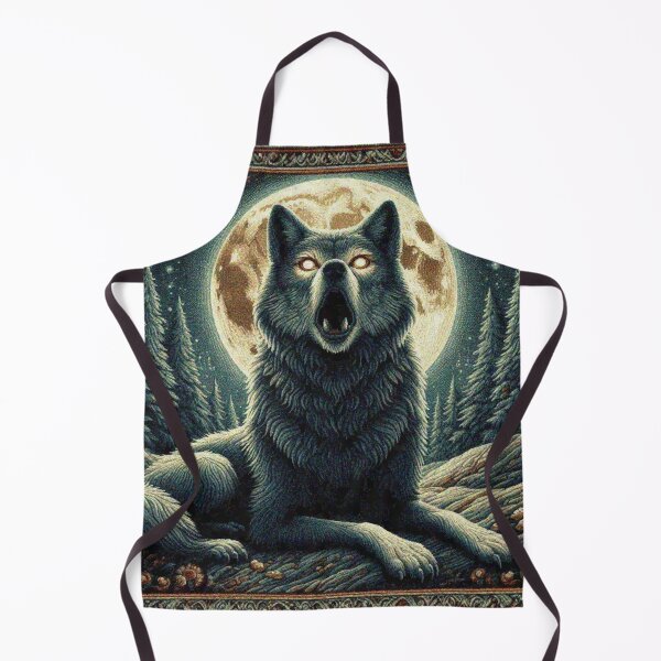 Item preview, Mystical Great Wolf under the Full Moon in Dark Night Forest designed and sold by Illuministique.