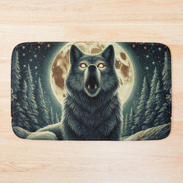 Item preview, Mystical Great Wolf under the Full Moon in Dark Night Forest designed and sold by Illuministique.