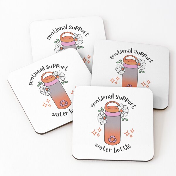 Item preview, Emotional Support Water Bottle Cute Pink Orange  designed and sold by Sketchbook Studio by Aqsaa.