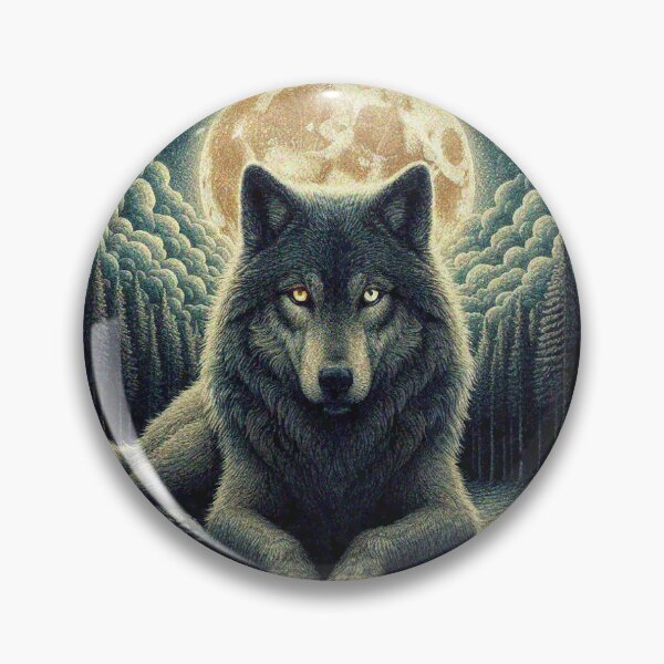 Item preview, Mystical Great Wolf under the Full Moon in Dark Night Forest designed and sold by Illuministique.