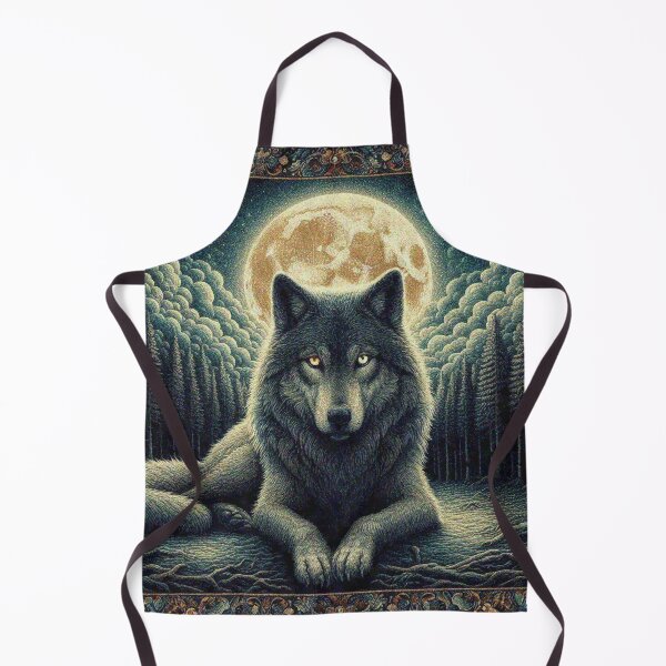 Item preview, Mystical Great Wolf under the Full Moon in Dark Night Forest designed and sold by Illuministique.