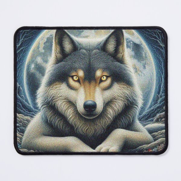 Item preview, Mystical Great Wolf under the Full Moon in Dark Night Forest designed and sold by Illuministique.
