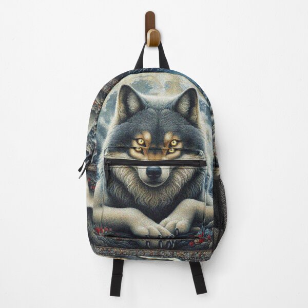 Item preview, Mystical Great Wolf under the Full Moon in Dark Night Forest designed and sold by Illuministique.