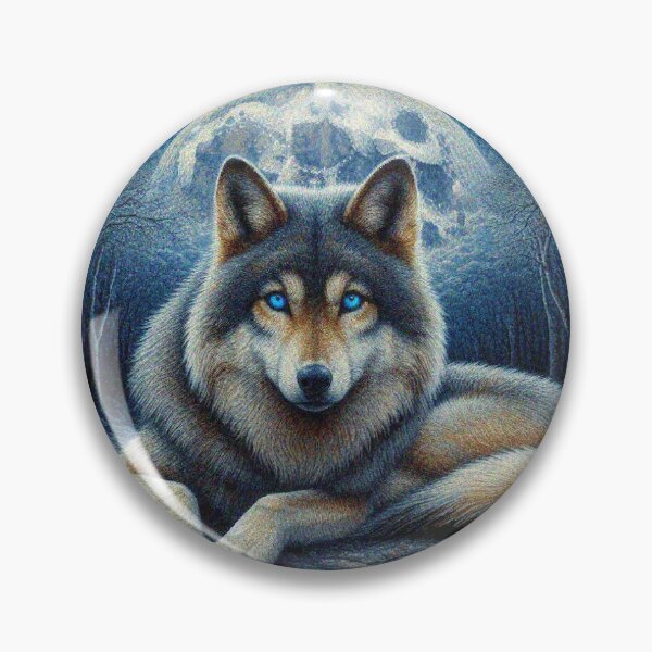 Item preview, Mystical Great Wolf under the Full Moon in Dark Night Forest designed and sold by Illuministique.
