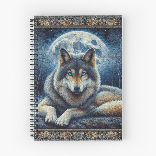 Item preview, Mystical Great Wolf under the Full Moon in Dark Night Forest designed and sold by Illuministique.