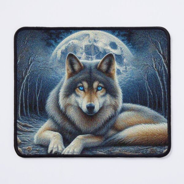 Item preview, Mystical Great Wolf under the Full Moon in Dark Night Forest designed and sold by Illuministique.