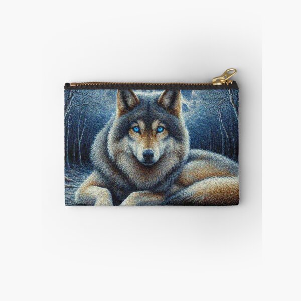 Item preview, Mystical Great Wolf under the Full Moon in Dark Night Forest designed and sold by Illuministique.