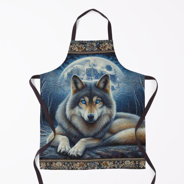 Item preview, Mystical Great Wolf under the Full Moon in Dark Night Forest designed and sold by Illuministique.