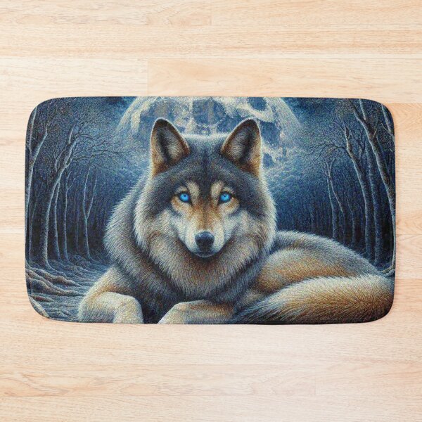 Item preview, Mystical Great Wolf under the Full Moon in Dark Night Forest designed and sold by Illuministique.