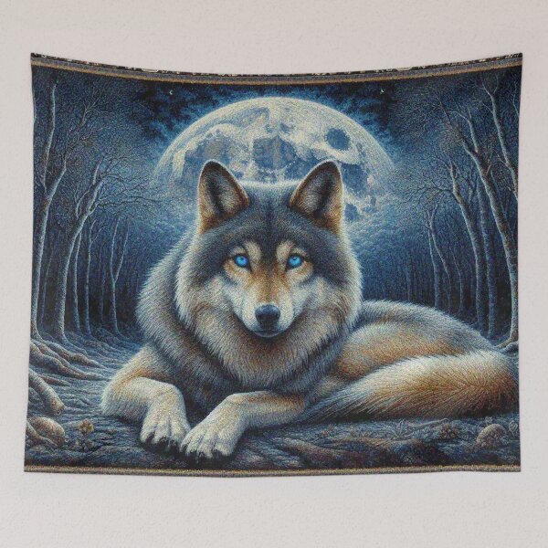 Item preview, Mystical Great Wolf under the Full Moon in Dark Night Forest designed and sold by Illuministique.