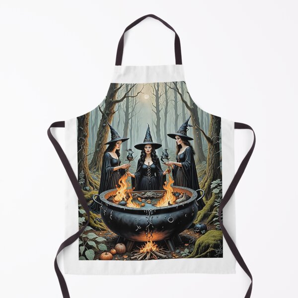 Item preview, Three Halloween witches in a forest with a cauldron designed and sold by atlastroy.