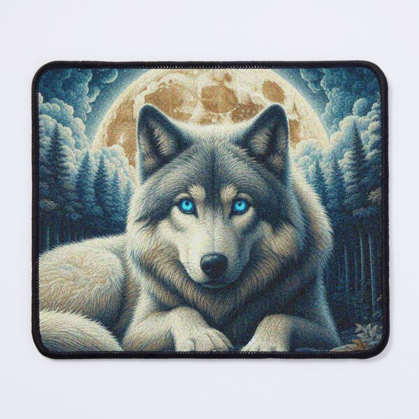 Item preview, Mystical Great Wolf under the Full Moon in Dark Night Forest designed and sold by Illuministique.
