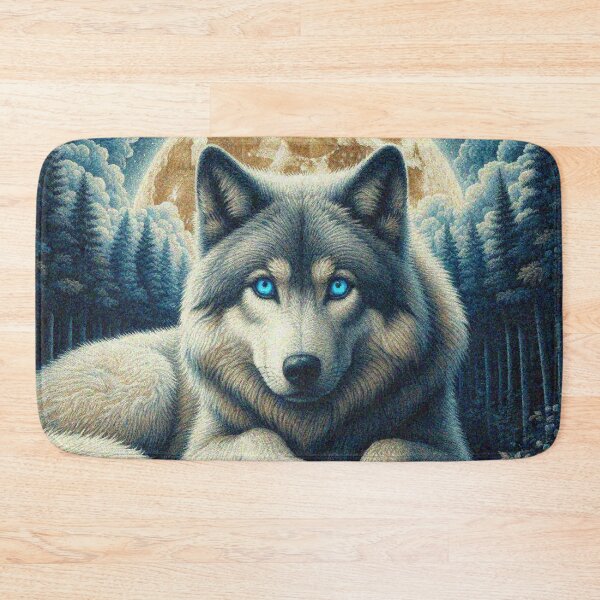 Item preview, Mystical Great Wolf under the Full Moon in Dark Night Forest designed and sold by Illuministique.