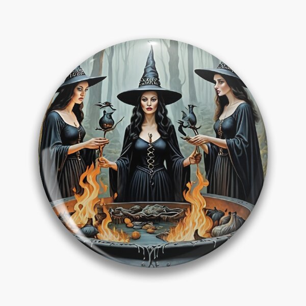 Item preview, Three Halloween witches in a forest with a cauldron  designed and sold by atlastroy.