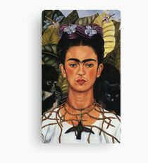 frida kahlo self portrait with hummingbird Canvas Print
