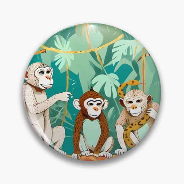 Item preview, Play Date, Monkeys Jungle Playing Animals, Mischievous Wildlife Forest Tropical Nature, Funny Cute Snake Adventure, Bohemian Quirky Illustration Painting designed and sold by 83oranges.com.