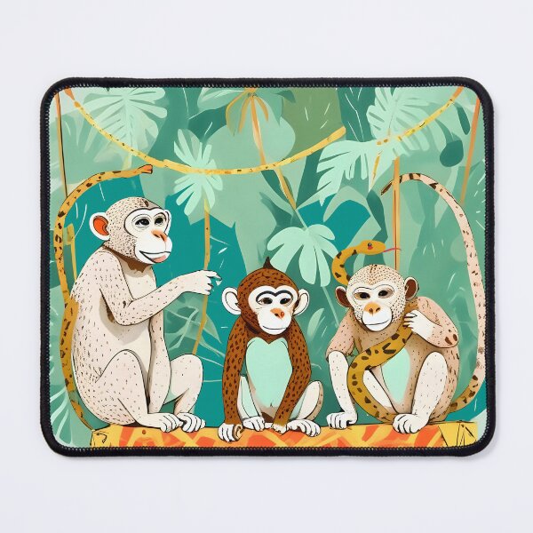 Item preview, Play Date, Monkeys Jungle Playing Animals, Mischievous Wildlife Forest Tropical Nature, Funny Cute Snake Adventure, Bohemian Quirky Illustration Painting designed and sold by 83oranges.com.