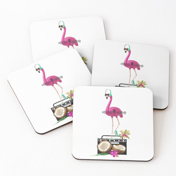 Item preview, "Flamingo T-Shirt Listening to Music on Vacation: Tropical Radio and Chill Coconut" designed and sold by BeYourself1993.