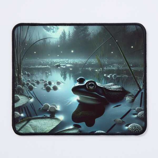 Item preview, Moonlit Nocturnal Frog Spawning in Tranquil Night Pond designed and sold by NocturnalNook.