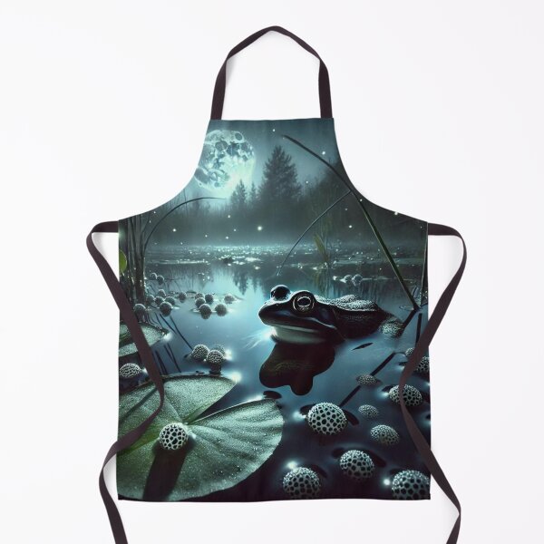 Item preview, Moonlit Nocturnal Frog Spawning in Tranquil Night Pond designed and sold by NocturnalNook.