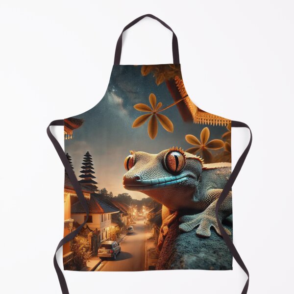 Item preview, Nocturnal Gecko Overlooking Bali Streets at Night designed and sold by NocturnalNook.