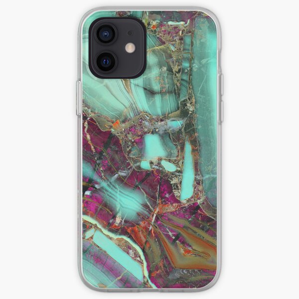 Purple And Teal Marble Gem Stone Pattern iPhone Soft Case
