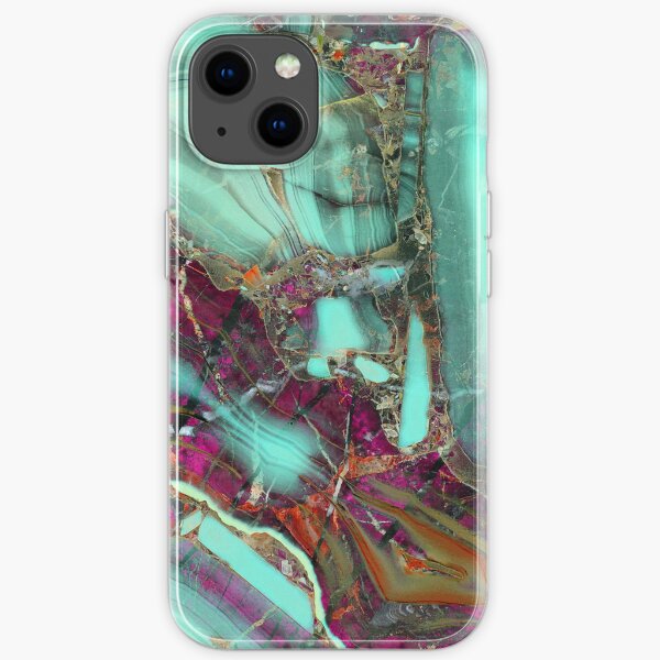 Lila und Teal Marmor Gem Steinmuster iPhone Flexible Hülle