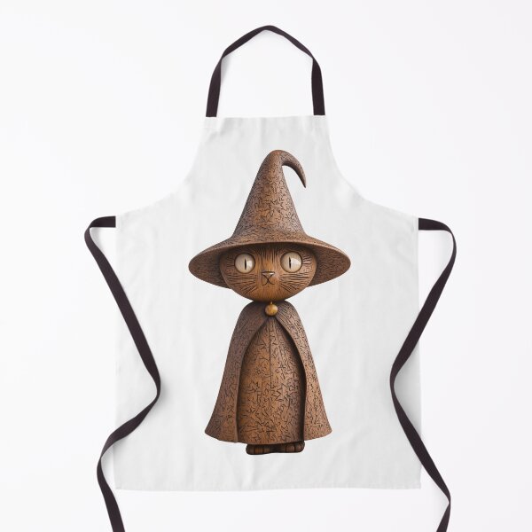 Item preview, Wooden Cat Figurine Wearing Witch Hat and Cape designed and sold by put1mali19.