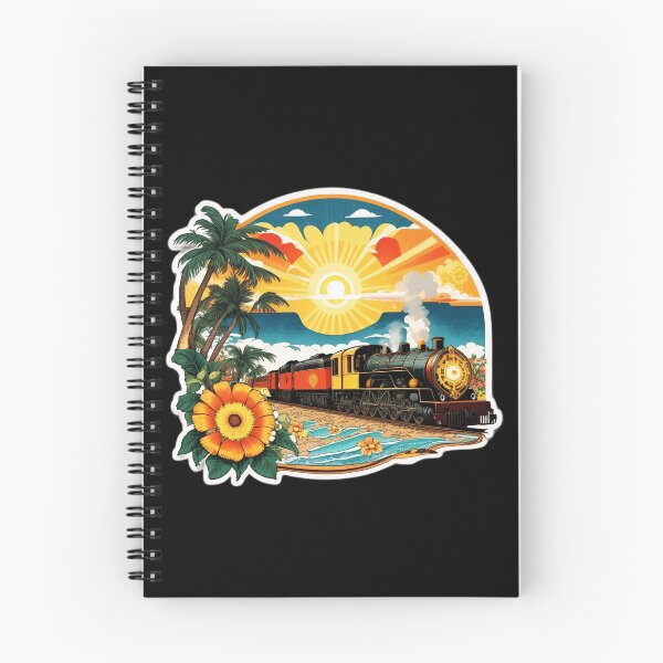 Item preview, Steam Train on a Beach at Sunset Surrounded by Hawaiian Orchids designed and sold by NautiChic.
