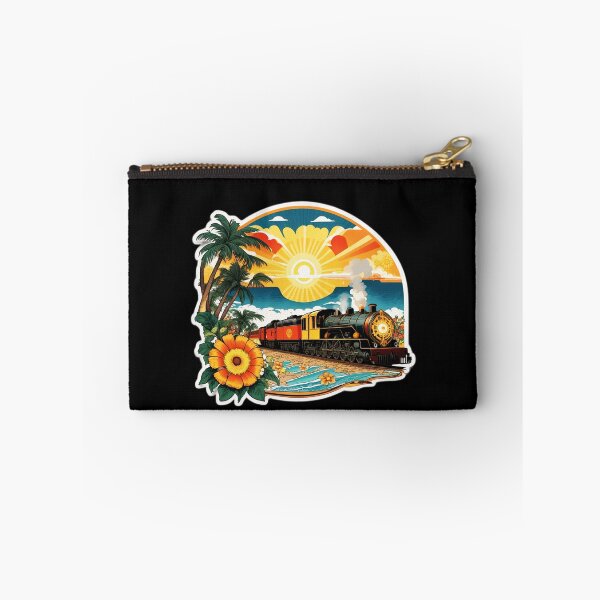 Item preview, Steam Train on a Beach at Sunset Surrounded by Hawaiian Orchids designed and sold by NautiChic.