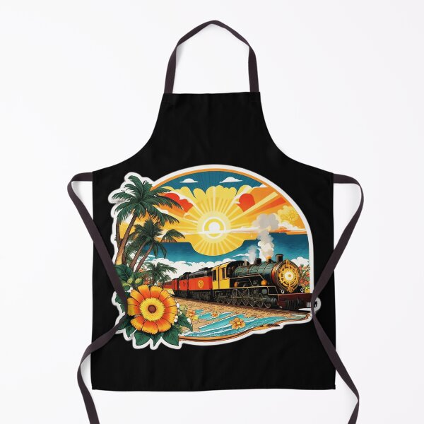 Item preview, Steam Train on a Beach at Sunset Surrounded by Hawaiian Orchids designed and sold by NautiChic.
