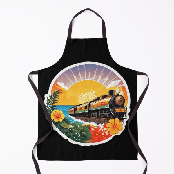 Item preview, Steam Locomotive on a Beach at Sunset Surrounded by Hawaiian Orchids designed and sold by NautiChic.