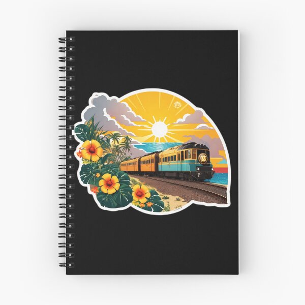 Item preview, Express Train on a Beach at Sunset Surrounded by Hawaiian Orchids designed and sold by NautiChic.