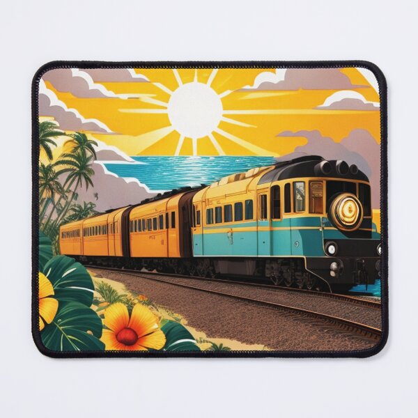 Item preview, Express Train on a Beach at Sunset Surrounded by Hawaiian Orchids designed and sold by NautiChic.