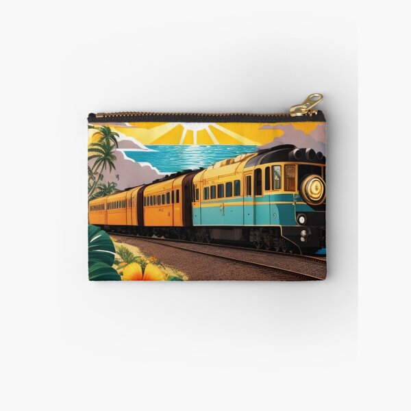 Item preview, Express Train on a Beach at Sunset Surrounded by Hawaiian Orchids designed and sold by NautiChic.