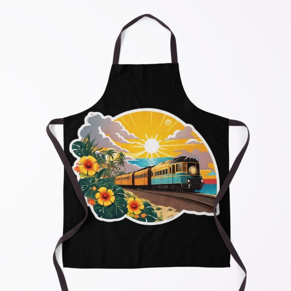 Item preview, Express Train on a Beach at Sunset Surrounded by Hawaiian Orchids designed and sold by NautiChic.
