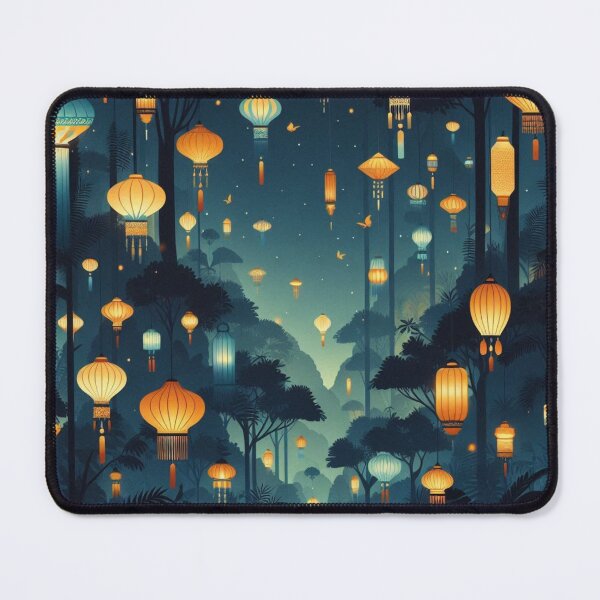 Item preview, Lantern Festival, Glowing Lanterns With Branches - With Trees, With Moon designed and sold by 21 Dragonflies.