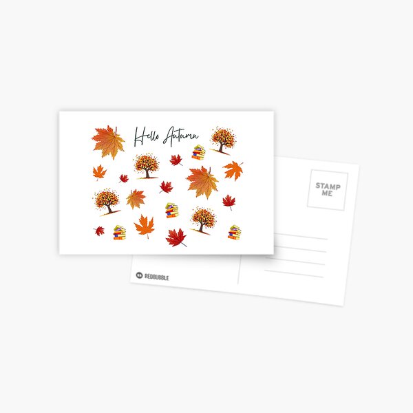 Item preview, Autumn Scene with Leaves and Books designed and sold by Artandcards.