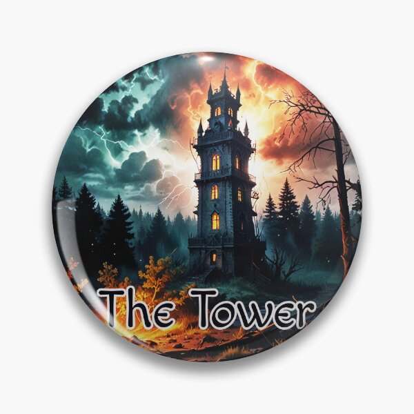Item preview, Major Arcana Tarot Card The Tower - Forest Tower Struck by Lightning designed and sold by Pixel Waite.